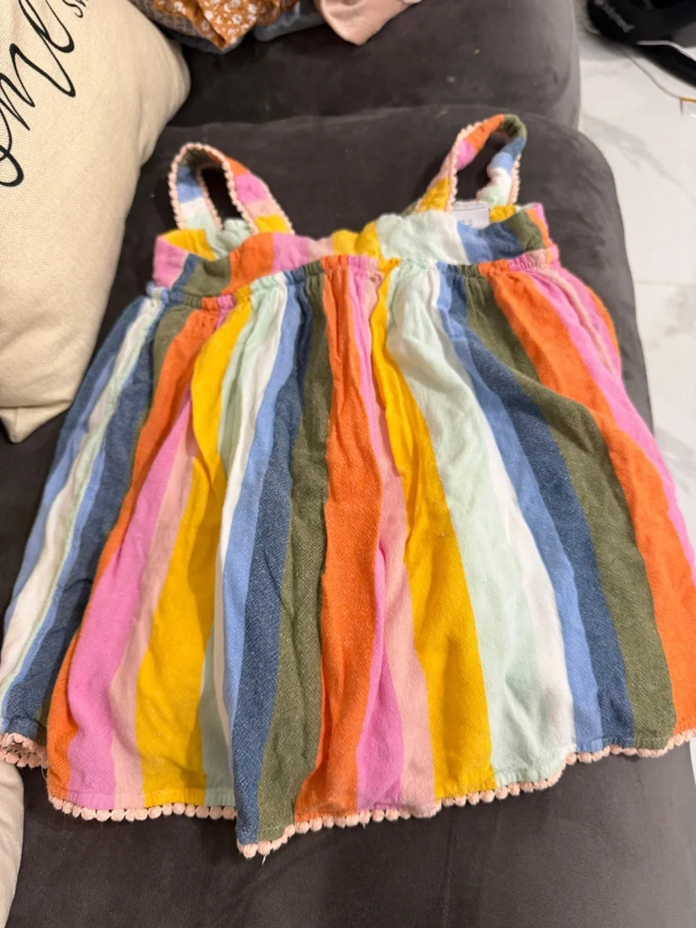 Girls Multicolor Striped Sundress Tank Top - Rainbow Stripe